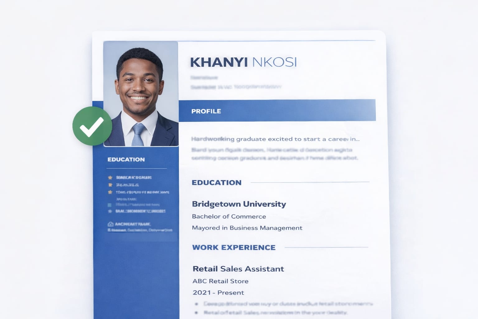 Example of a CMEGA resume design